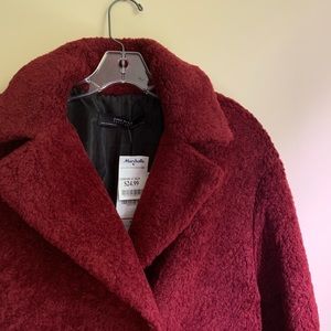 NWT ZARA Red Wool Blend Pea Coat